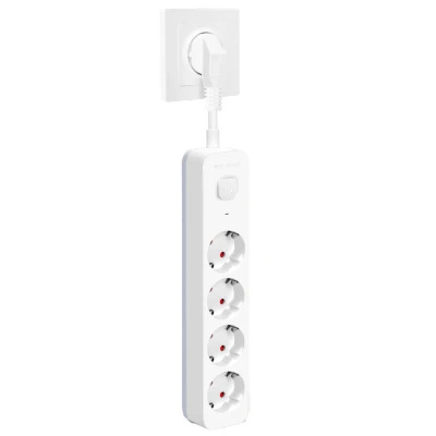 Imagen de Aigostar Regleta Enchufe, Alargador Enchufe de 4 Tomas, Multiple con Interruptor, Blanco