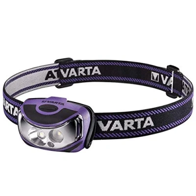 Imagen de Varta 2 x1 Watt LED Linterna Frontal en plástico ABS y Goma, 18630 m, Morado, Negro