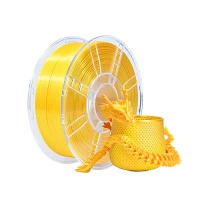 Imagen de iBOSS filamento PLA Plus (PLA+) para impresora 3D de seda brillante, 1,75 mm, precisión dimensional +/ 0,02 bobina 1 kg (2,2 libras) FDM, oro amarillo