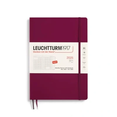Imagen de LEUCHTTURM1917 370708 Agenda mensual y cuaderno 2025, composición B5, tapa blanda, 16 meses, a rayas, color rojo