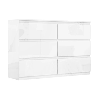 Imagen de HOMCOM Cómoda con 6 Cajones de Dormitorio Moderno Diseño Anti vuelco Cajonera para Salón Pasillo 112x34x75 cm Blanco Brillo