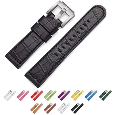 Imagen de TW Steel Marc Coblen Correa de piel para reloj (22 mm, cierre acero), Negro Croco,