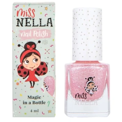 Imagen de Miss Nella Its Glitzy Hippo Esmalte de uñas especial rosa con brillantina para niños, fórmula despegable, a base agua y sin olor