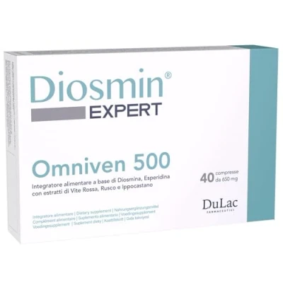 Imagen de Dulàc Diosmina Hesperidina 500mg para la Circulación de Piernas Cansadas, Contra Hinchadas, Varices, Arañas Vasculares, Lipedema, Complemento Alimenticio Omniven 500 40 Comprimidos