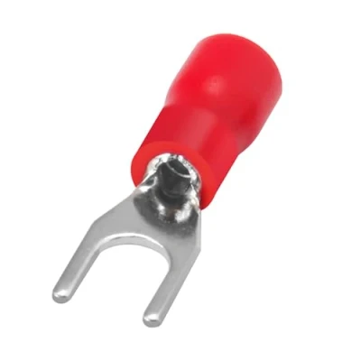 Imagen de Heschen Terminal en forma de horquilla crimpado eléctrico para conectar cables aislado SV 1,25 3, tamaño del perno #4 0,5 1,5 mm² (22 16 AWG), rojo, paquete 100 unidades