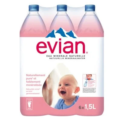 Imagen de Evian Still Mineral Water, 1.5 l (Pack of 6)