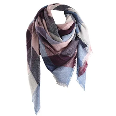 Imagen de Bakicey Bufandas Mujer Invierno, Girl Grande Chal Cálido Moda Largas de Invierno Pashmina bufanda tartán enrejado mantón, 140cm * 140 cm (A)