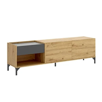 Imagen de DEKIT GRUPO RIMOBEL Lund Mueble de TV bajo, Melamina, Nordic y Grafito, 49x164x40 cm