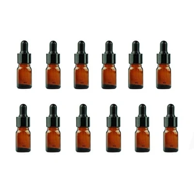 Imagen de Botellas de cristal 5ml ámbar para maquillaje y cosméticos con tapón ojos uso en aceites esenciales aromaterapia