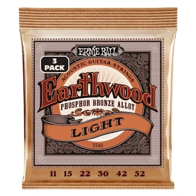 Imagen de Ernie Ball Earthwood Light Cuerdas para guitarra acústica, bronce fosforado, 3 paquetes, calibre 11 52