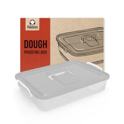 Imagen de Chef Pomodoro Caja con Tapa para Fermentar Bolas de Masa Pizza, Contenedor Plástico, Transparente Práctica Asa Transporte (Gris, 35,6 x 27,9 cm)