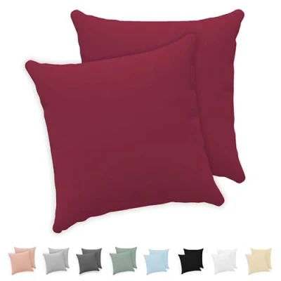Imagen de Twinzen® Funda Almohada 40x40 (Juego de 2) Burdeos 100% Algodon Jersey Cojin para Cama Protector con Cremallera
