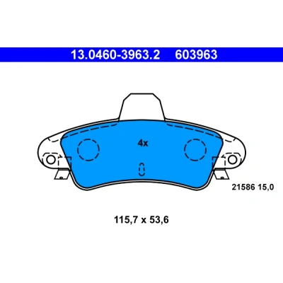 Imagen de ATE 13.0460 3963.2 Juego de pastillas freno excl. contacto avisador desgaste FORD: MONDEO 2, 1, Cougar Coupé