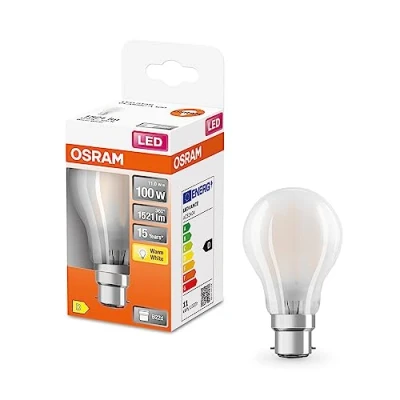 Imagen de OSRAM LED Star Classic A100 Lámpara para base B22D, forma de pera, GL FR, 1521 lúmenes, blanco cálido (2700k), reemplazo bombillas convencionales 100W, no Dimmable, paquete 6