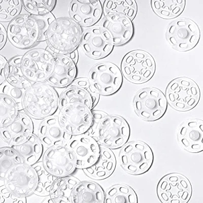 Imagen de 40 Pares de Botones Broche Presión Plástico Transparentes a Invisibles Coser Botón (15 mm/ 0,59 Pulgadas)