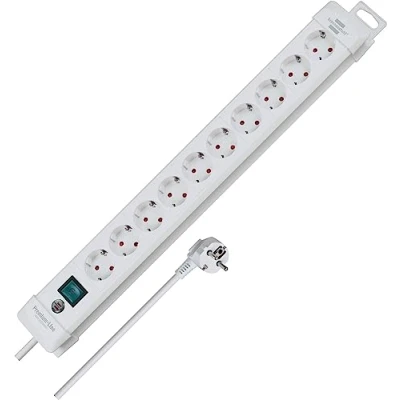 Imagen de Brennenstuhl Premium Line regleta de enchufes con 10 Tomas Corriente (Cable 3m, Interruptor, montable, Made in Germany) Blanco