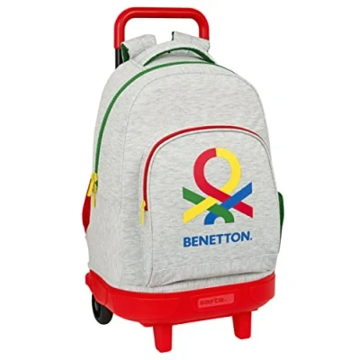 Imagen de BENETTON Pop Mochila Grande con Ruedas, Compacta, Extraíble, Ideal para Niños de Diferentes Edades, Cómoda y Versátil, Calidad Resistencia, 33x22x45 cm, Color Gris