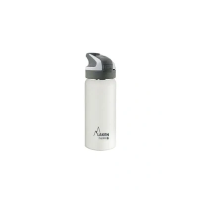 Imagen de Botella de Agua Térmica al Vacío Acero Inoxidable Doble Pared Laken (0,5L Blanco) Tecnología 24 Horas Frío Ideal para Trabajo o Deporte Cierre Hermético y Uso Vertical