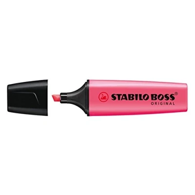 Imagen de STABILO BOSS ORIGINAL Lote de 4 rotuladores, recargables, con punta biselada, 2 5 mm, rosa fuerte