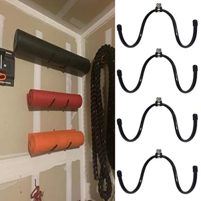 Imagen de 4x Esterilla de yoga pared con soporte espuma y toallero almacenamiento para barras,estante ejercicios colgar su clase fitness o gimnasio en casa