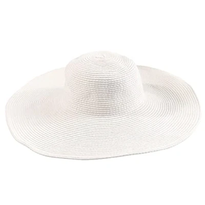 Imagen de sombrero de sol paja verano las mujeres plegable ala ancha protección solar playa gorra UPF 50+(blanco)
