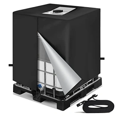 Imagen de IBC Cubierta para depósito de Agua 1000 litros NEVERLAND 420D Contenedor Funda Deposito 1000L Lona Protectora 120x100x116cm Negro