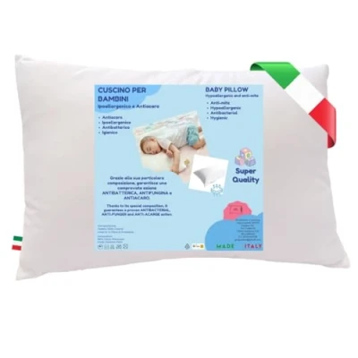Imagen de GM Almohada 40x60 de Cuna Transpirable hipoalergénica antiácaros con Funda 100% algodón Italiano Made in Italy