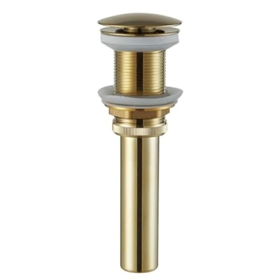 Imagen de Desague Lavabo Oro Cepillado Valvula Click Clack Con Rebosadero Agua De Manantial Todo Cobre, Cepillado, No Poroso