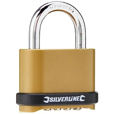 Imagen de Silverline Tools 472645 Candado de acero galvanizado con combinación 4 dígitos (50 mm)