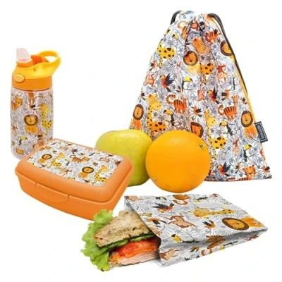 Imagen de NERTHUS FIH 989 SET Botella Tritan + Lunchbox Bolsa Sandwich Mochila Leones