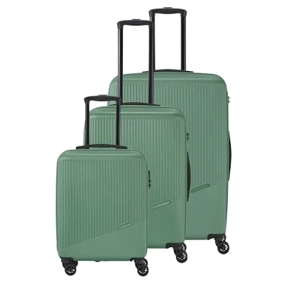 Imagen de travelite juego de equipaje 3 piezas y 4 ruedas, tallas L/M/S, BALI: maleta trolley carcasa rígida ABS con cerradura combinación TSA (equipaje mano sin TSA), Verde