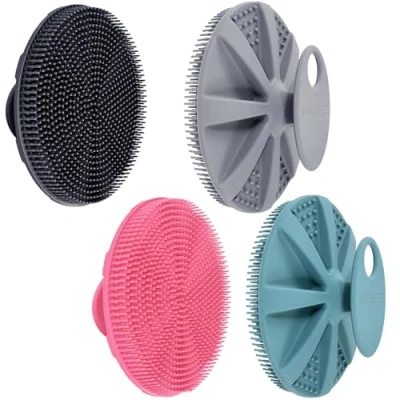 Imagen de INNERNEED cepillo de ducha silicona suave grado alimenticio, limpieza manual para la piel, exfoliante y espuma bien (paquete 4)