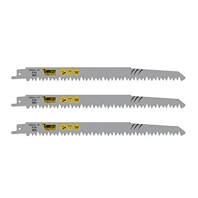 Imagen de SabreCut SCR S1531L Hojas de sierra, 5 TPI, 240 mm, movimiento alternativo, corte rápido en madera, compatible con Bosch, Dewalt, Makita y muchas otras, 3 unidades