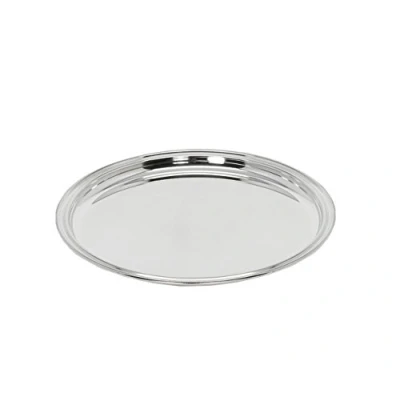 Imagen de EDZARD Bandeja Pipe, ronda, plateada, diámetro 22 cm, plato para servir