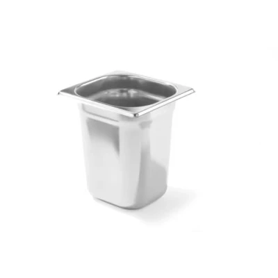 Imagen de HENDI Recipiente GN 1/6,contenedor GN,apilable,resistente a Temperaturas de 40 300C,apto para hornos,congeladores,calientaplatos,baño María,3.4L,176x162x(H) 200mm,acero inoxidable 18/10