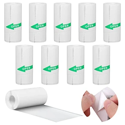 Imagen de GuKKK 10 Rollos Papeles Impresión, Pegatina Imprimible Autoadhesiva, Compatible Con Todas Las Mini Impresoras Térmicas, Recarga de Papel 57 x 25 mm