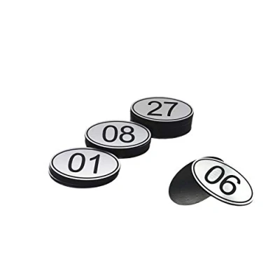 Imagen de Números de mesa ovalados grabados en ABS, 30 mm x 50 (1 50)., color plata 1 to
