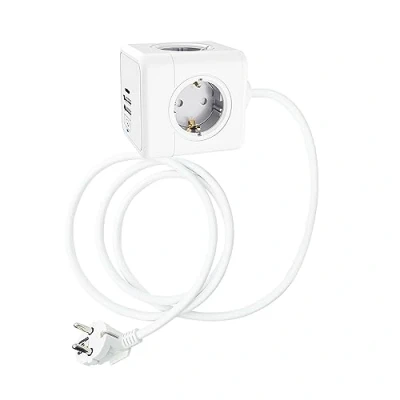 Imagen de Technaxx Powercube Enchufe de Pared USB TX 195 con Seguridad para niños, 2 A, 1 C, 4 enchufes 230 V y Cable 1,4 m, Ideal casa Oficina