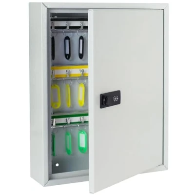 Imagen de HMF 13642 07 Armario para llaves con código numérico, caja grande, 42 ganchos, 35 x 27 8 cm, gris claro