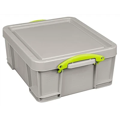 Imagen de Really Useful Caja de almacenamiento plástico reciclado (18 L), color gris paloma