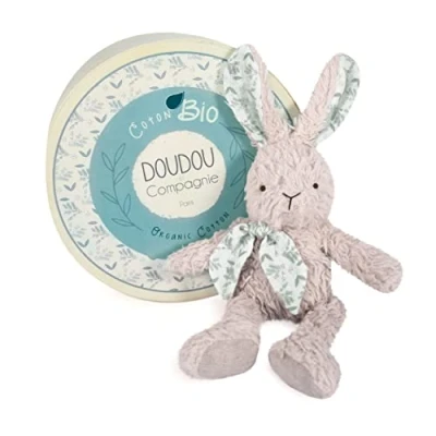 Imagen de Doudou et Compagnie Pantin Conejo Peluche orgánico Gris 25 cm Doudoudoudoudouu Botanic Bio DC3969