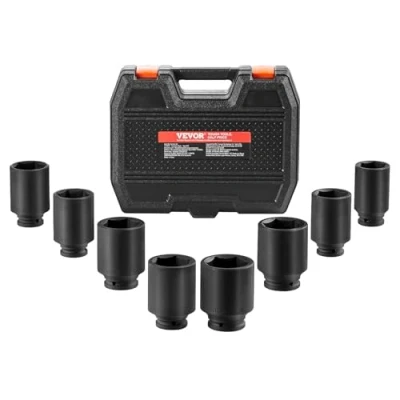 Imagen de VEVOR Juego de Dados Impacto para Tuercas Eje con Estuche Almacenamiento, Métricos 12 Puntas y 12,7 mm Profundidad Reparación Automóviles