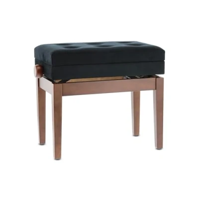 Imagen de Banco para piano GEWA Compartimento Deluxe (madera maciza, carga de rotura 2 toneladas, asiento 52x30 cm, mecanismo tijera preciso, altura 48 a 57 cm), nogal mate