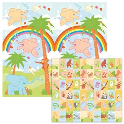 Imagen de Alea Baby Alfombra de juegos para niños plegable 170 x 150 0,5 cm bebés y gatos habitación infantil suave (con bolsa) Certificado CE Diseñado en Italia