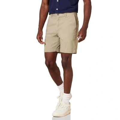 Imagen de Amazon Essentials Pantalones Cortos Chinos de Corte Ajustado con Pernera 18 cm Hombre, Marrón Caqui, 30W