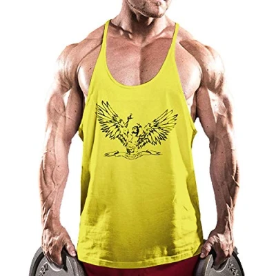 Imagen de Hombre Camiseta sin Mangas Tirantes Deporte Casual Algodón Cuello Redondo ZYZZ01 Amarillo XL