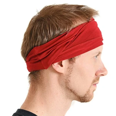 Imagen de CHARM Hombre Elástico Bandana Cinta Para El Pelo Venda Japonés Largo Cabello Rastas Cabeza Envolver Rojo
