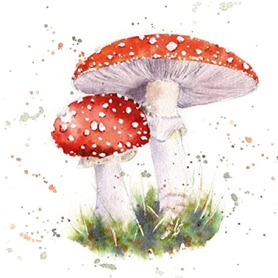 Imagen de 20 servilletas pintadas con setas bosque otoño de decoración mesa fiesta manualidades decoupage tecnología 33 x cm