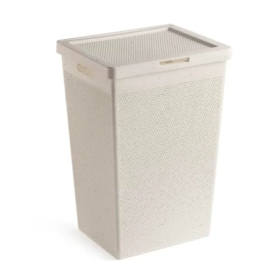 Imagen de TATAY Cesto de Ropa Bohol, con Tapa, 60L Capacidad, Polipropileno, Libre BPA, Plástico 100% Reciclado, Beige Ecohome. Medidas: 41 x 33 50 cm