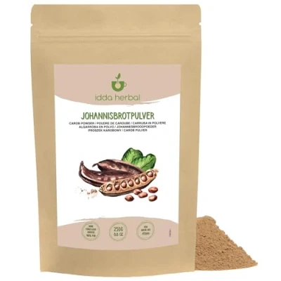Imagen de algarroba en polvo 250g, vainas de secas y molidas, edulcorante natural para repostería, postres chocolate algarroba, harina negra
